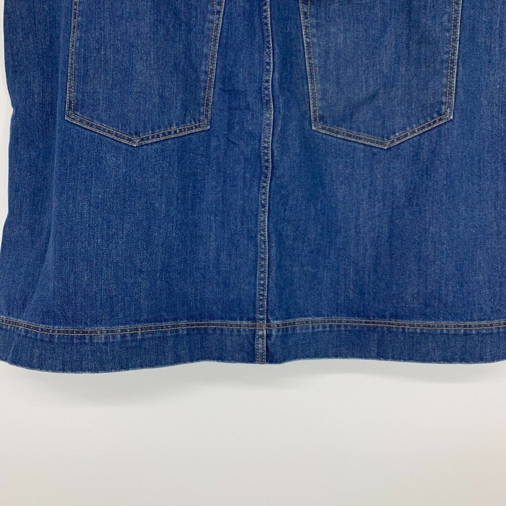 LOFT Skirt Blue Jean Denim Button Front Cotton Pockets - Picture 9 of 10